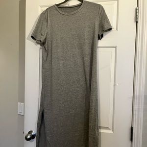 SHEIN Grey T-shirt Maxi dress with side slits